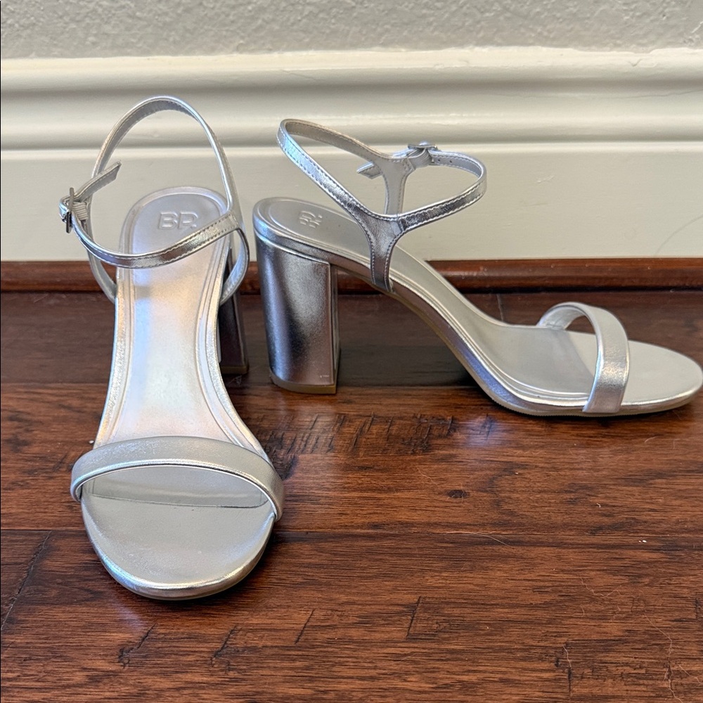 Silver block heels
